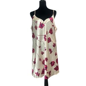 Vintage A'milano Floral Bow Satin Slip Dress 2X Coquette